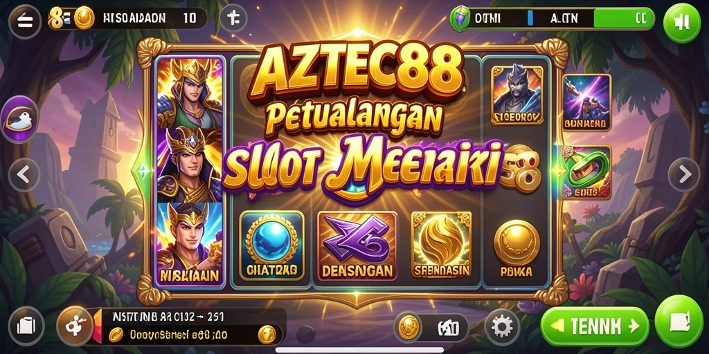 Screenshot utama AZTEC88 menampilkan pengalaman bermain slot yang seru dan menarik.
