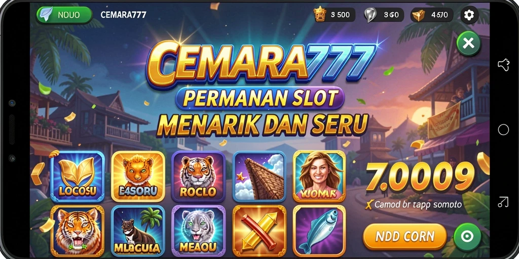 Tampilan gameplay Slot CEMARA777 yang menarik dan penuh warna.