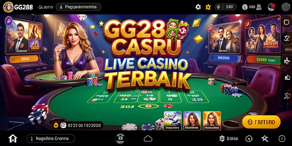 Tampilan utama gameplay GG288 dengan dealer langsung di Live Casino.