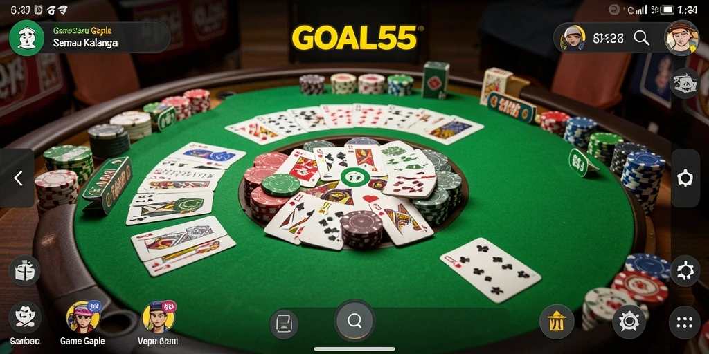 Tampilan gameplay Gaple yang menarik dan interaktif di GOAL55.