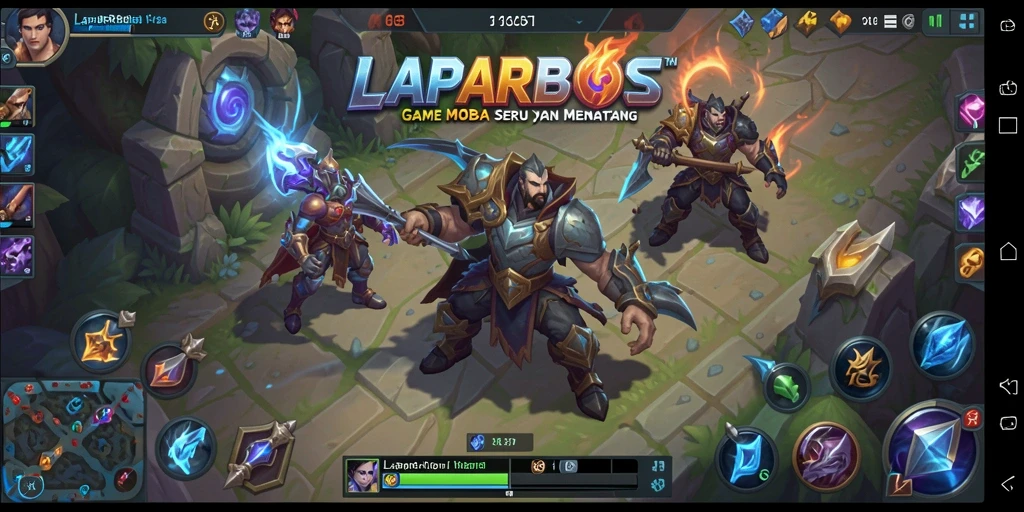 Screenshot utama LAPARBOS menampilkan aksi seru di arena MOBA.