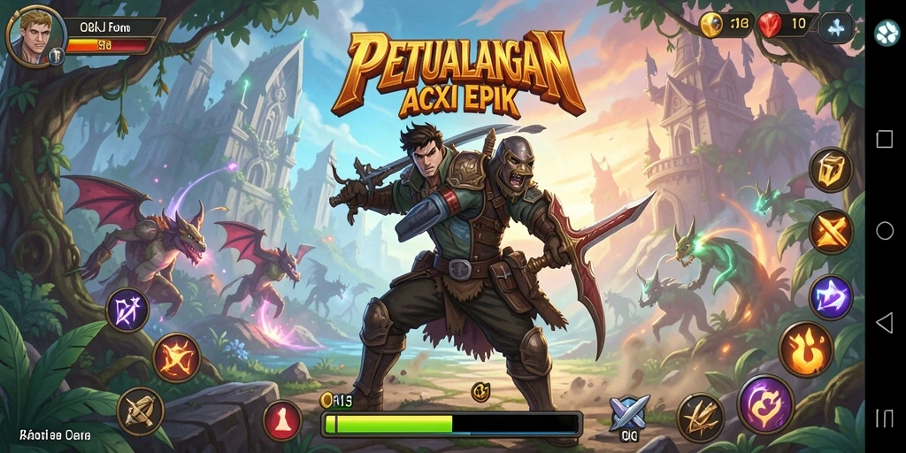 Gameplay seru di OKJK dengan pertarungan melawan monster.