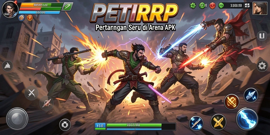 Gameplay seru dengan karakter bertarung di arena PETIRRP.