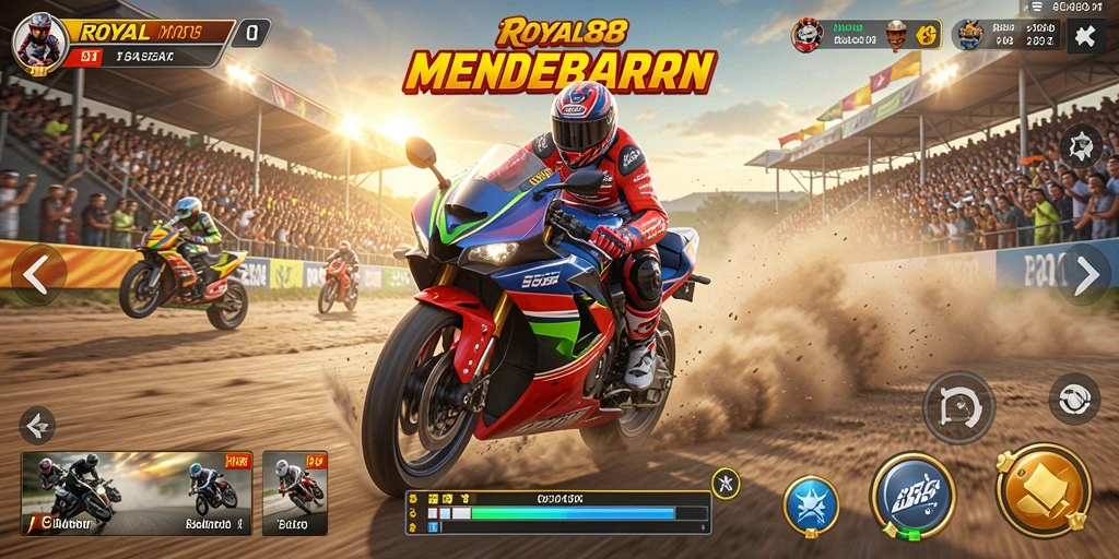 Gameplay seru dengan aksi balapan motor yang mendebarkan.