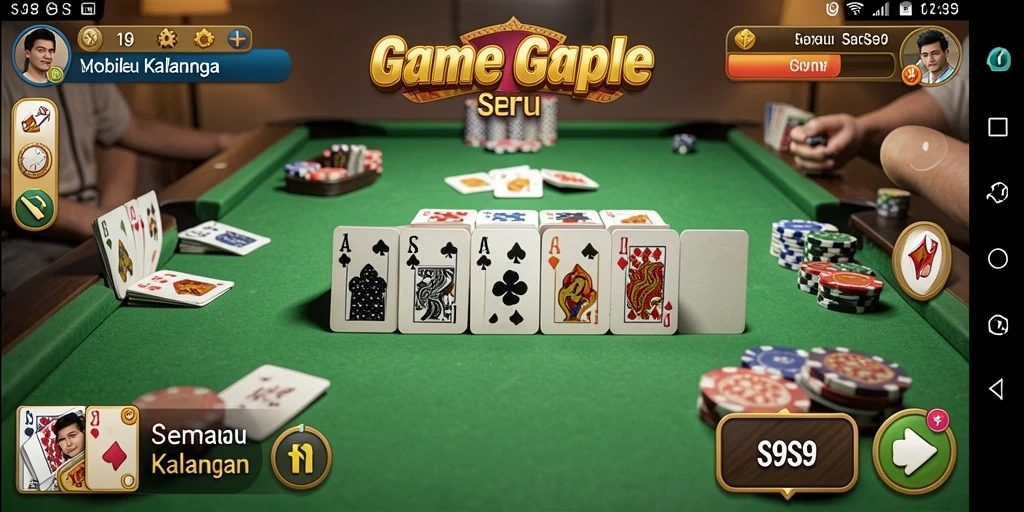 Screenshot gameplay S9S9 yang menunjukkan keseruan Gaple.