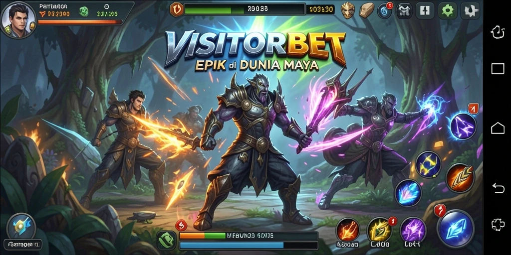 Screenshot utama menunjukkan aksi pertarungan seru dalam VISITORBET.