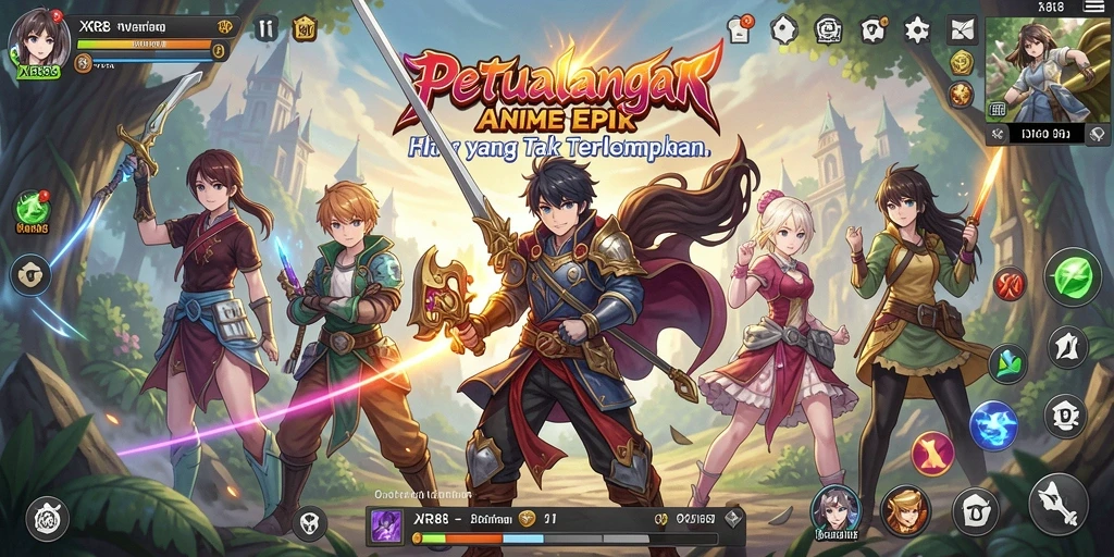 Screenshot gameplay XR88 menampilkan aksi karakter Anime yang seru.